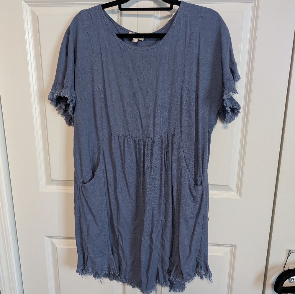 Umgee Lavender Frayed Hem Dress